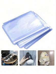 100个PVC热缩袋，鞋类收纳袋，热缩膜，鞋靴保护膜，防潮防尘防氧化透明鞋套，化妆品盒收缩膜，透明热缩膜，用于包装、密封和储存，防尘塑料袋，适用于家庭、办公室、旅行、厨房、浴室 - 礼品包装、收纳和家居用品 - 白色 - 查看 2