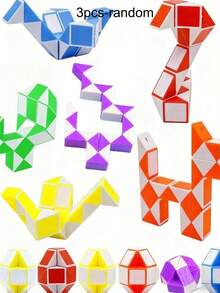 1pc Magic Snake Cube | Stress Relief Toy For Kids | Suitable For 4-8 Years Old Children, Travel Toy | Great Gift For Boys, Girls, Birthday, Holiday Parties - Multicolor - View 9