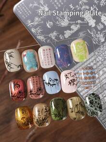 XEIJAYI 1 Nail Art Print Board, 30 Patterns, Checkered And Geometric Nail Art Templates, Metal Print Board, Suitable For Professional Nail Artists, DIY Nail Art Design Tool