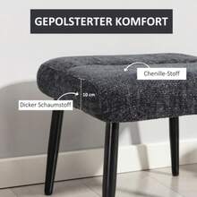 Pouf With Soft Seat Cushion, Steel Legs, Chenille Fabric Footrest, 45 X 41 X 38 Cm, Dark Grey - Dark Grey - View 4