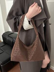 Fashionable Leopard Print Crescent Elegant Women's Shoulder Bag, Perfect For Shopping, Wallet Carrying, Young Ladies, College Students, Newlyweds, And Working Women. This Handbag Is Suitable For Office, University, Work, Business, Commuting, Outdoor Activities, Travel And Excursions. - Chocolate Brown - View 2