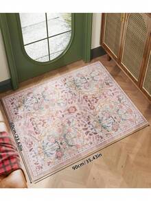 1pc Fluffy Luxurious Soft Bohemian Vintage Pink Area Rug, Non-Slip Washable, Velvet Surface, Perfect For Living Room, Bedroom, Hallway - Elegant Courtyard Design, Adorned With Baroque Pattern, Indoor Living Room Rug - 粉色 - 查看 3