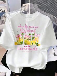 Tween Girls' Casual Beverage Print Short Sleeve Round Neck T-Shirt, Summer - White - View 3