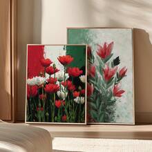 2PCS -Inspired Floral Art Printed Poster Decoration, Islamic Wall Art Decoration, Family Decoration, Arab Decoration, Eid Al-Fitr Gift Large Wall Art Canvas,Canvas Art Wall, Room Poster, Home Decoration,Room Decoration Supplies, Bedroom, Living Room Decoration, Optional Frame - 2PC - View 2