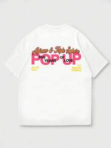 男士宽松版型个性化英文印花圆领短袖T恤 | 精致设计 | 夏季必备 | 易于搭配 - 白色 - 查看 6