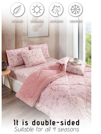Tillverkad i Turkiet – Vändbart 4-säsongs-täckeset – 155x215 cm och 200x220 cm – Dubbelsidig lätt bomull och varmt, mjukt tyg – Inkluderar dekorativa örngott