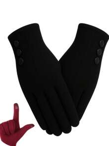 Stylish Soft Touch Unisex Thermal Cold Weather Gloves - hitam - View 6