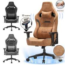 Cadeira Gamer Ergonômica Devoko Com Acabamento, Apoio De Braço 3D, Almofada Lombar E Encosto De Cabeça Em Espuma Viscoelástica, Capacidade Máxima De Carga De 200 Kg, Encosto Ajustável (90-135°) - Laranja Coral - Ver 1