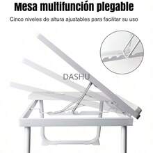 Mesa de sofá para portátil con portavasos,Mesa de Noche Plegable, Mesa portátil para portátil y Ranura de inclinación Ajustable en 5 Niveles para Comer, entretenerse, estudiar y Trabajar - por defecto - Ver 3