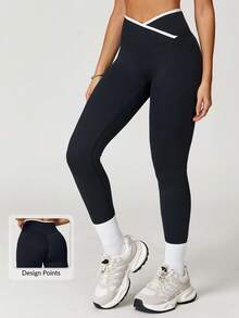 MASKERT 女士运动裤、跑步健身裤、瑜伽裤、七分裤，居家通勤舒适，亲肤紧身裤，黑色春季款 - 黑色 - 查看 1