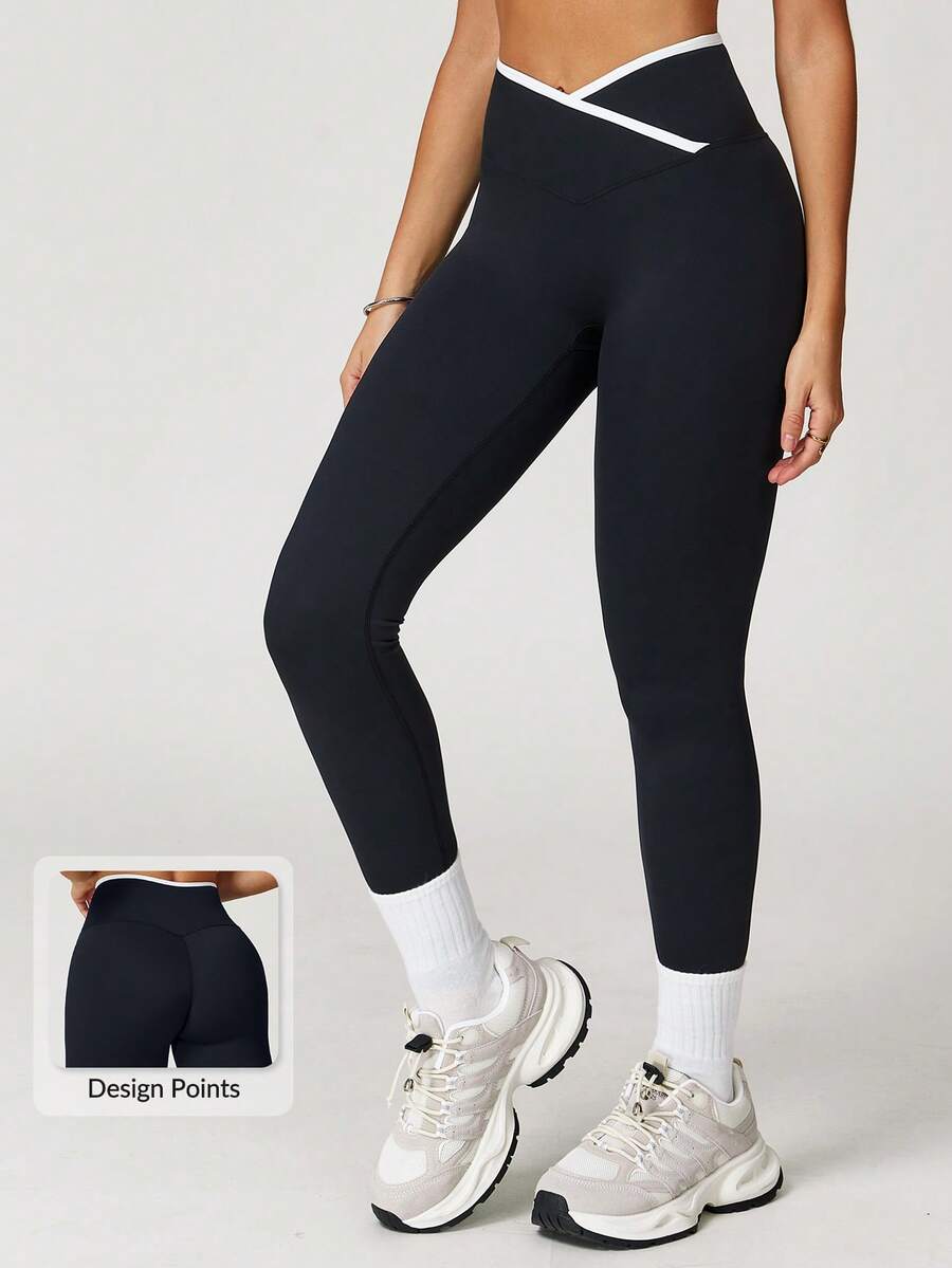 MASKERT 女士运动裤、跑步健身裤、瑜伽裤、七分裤，居家通勤舒适，亲肤紧身裤，黑色春季款 - 黑色 - 查看 1