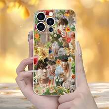 Collage de una persona, flores y comida. Esta elegante funda es compatible con los modelos  16, 15, 14 Pro Max, 13, 12, 11, XR y XS Plus. Fabricada en silicona TPU, ofrece protección contra golpes y caídas, además de una sensación superior. Es un regalo ideal para familiares, amigos y seres queridos, y una opción perfecta para Navidad. - transparente - Ver 3