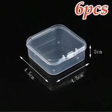 1/4/6pcs New Square Transparent Plastic Storage Box With Lid, Sealed Dust-Proof Container For Small Items, Stationery, Jewelry, Beads, Earrings, Stickers, PP Parts Organizer Box - Clear - View 13