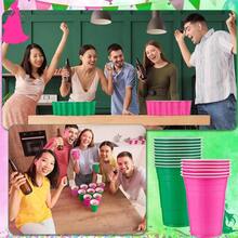 30 Pcs Cup Table Tennis Game Set 22 Plastic Party Cups 15 Oz And 8 Black Balls Reusable Pink And Green Cups Ball Game Drinks Picnics Birthday Halloween New Year Party Games Favors - 30 + Pink and Green + Classic - View 6