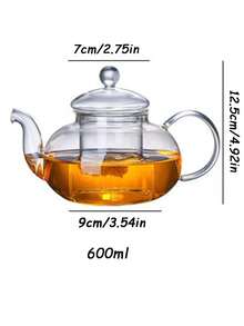 1pc High Borosilicate Glass Teapot, Transparent With Filter, Home Use Tea Pot, Flower Tea Pot, Kung Fu Tea Set - Transparent - View 9