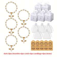36pcs/18sets Beaded Bracelets, Including 18pcs Bracelets And 18pcs Organza Bags, Suitable As Gifts For Bridal Shower, First Communion, Birthday Party, Christening - Multicolor - View 8