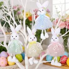 1个/4个复活节兔子玩偶挂饰，家居装饰，主题派对用品，节日活动道具