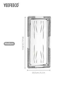 yeefeeco 1个铁质金/银色长托盘，餐盘，储物托盘，盛菜托盘，中东风格托盘，三种尺寸可选，适用于家庭、餐厅、餐饮场所