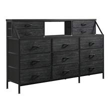 Negro Cajonera de tela de 1 pieza para tocador de dormitorio, soporte de TV con 13 cajones de almacenamiento, pequeño tocador de tela para armario organizador de ropa,Comodidad para TV del dormitorio con 13 cajones de tela Comodidad para la entrada de la sala de estar - Negro - Ver 4