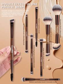 MAANGE Set de 1/5/7 piezas de brochas de maquillaje profesionales de tubo de aluminio suave con bolsa de almacenamiento, incluye brocha de base, brocha de sombra de ojos, brocha de polvo, brocha de cejas, brocha de mezcla, brocha de iluminador, para uso diario y viajes, accesorios de maquillaje, regalo para amigos