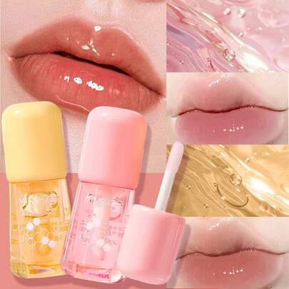 维生素润唇油，极干唇部保湿霜，温变色（玫瑰红/珊瑚橙），深层滋润，淡化唇纹，水润不黏腻，光泽妆效，日常润唇膏、唇部打底及唇彩，均匀涂抹刷头 - 2克