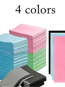 1pc Disposable Pink/Blue Nail Desk Mat, 3-Layer Waterproof Foldable Cleaning Pad, Nail Salon Tissue Paper, Multi-Purpose Beauty, Tattoo, Dental Cleaning Cloth, Waterproof Tablecloth, Nail Art Tools - Multicolor - View 2