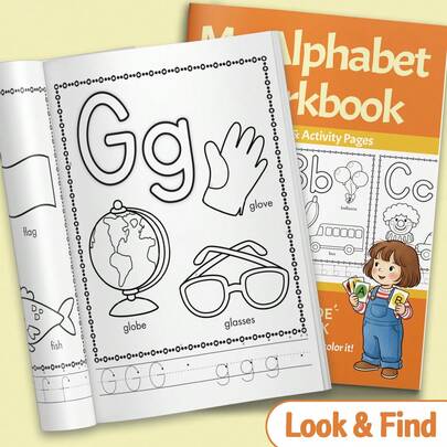 Kids Alphabet Phonics Reading Game Toy, Uppercase & Lowercase Tracing Activity Sheets With Beginning Sounds Picture Links, Letter Recognition, Handwriting Lines And Fine Motor Skill Practice For Preschool, Pre-K And Kindergarten