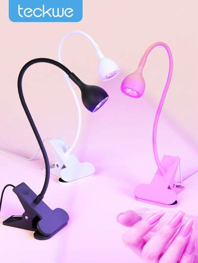 UV Nail Lamp Gooseneck UV Light For Gel Nails Flash Cure Lamp Nail Dryer With Clamp, Portable LED Gel Home Professional DIY Manicure Salon, Black,White, Pink