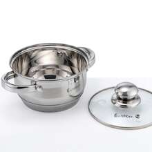 Panela de aço inoxidável para sopa, com diâmetro de 14 cm a 32 cm, ideal para uso doméstico. Adequada para fogões de indução e a gás. Multifuncional para cozinhar sopas, macarrão, mingau e ensopados. Possui alças duplas, é fácil de limpar e tem tamanhos que variam de 14 cm a 32 cm. - prata - Ver 5