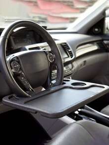 Multi Functional Car Steering Wheel Tray, 2-In-1 Car Steering Wheel Tray With Cup Holder And Pen Slot - Abs Resin, Steering Wheel Dining Table, Food Tray Table, Multifunctional Tray Storage Rack, Computer Desk Tray, Suitable For Most Vehicles - Multicolor - View 4