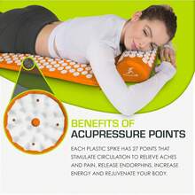 Juego de tapete y almohada de acupresión ProsourceFit para alivio dolor de espalda/cuello y relajación muscular - Grande - Negro/Negro - Ver 5
