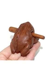 手工制作的木制青蛙乐器 - 打击乐声音玩具积木，非常适合家庭和办公室装饰，深棕色，卡林巴拇指钢琴，木制青蛙时钟玩具，狼和 7 只山羊，钢制雨鼓，玩具乐器，舌鼓 - 彩色 - 查看 6