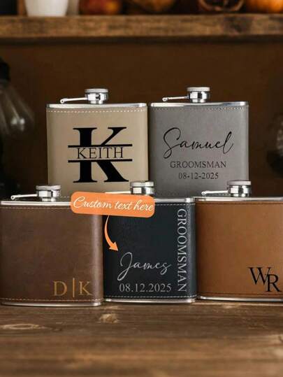 1 Stück personalisierte Lederflachmann, Geschenk für Trauzeugen, Geschenk für Ehemann/Vater, einzigartige Geschenkidee für Männer, wiederverwendbar, elegant, vintage, hochwertig, individualisiert, ideales Geschenk für ihn/sie, Freund/Freundin, Vater/Mutter, Familie/Freunde, Jahrestag