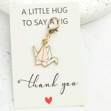 1pc/2pcs Origami Crane Keychain Pendant, Minimalist Design, Comes With Thank You Card, Decor For Bags, Handbags, Great Gift For Friends, Partners, Classmates - Multicolor - View 5