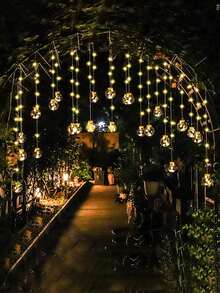 LED Wishing Ball Light String, Romantic Wedding Atmosphere Decoration Indoor & Outdoor Courtyard Camping Light String Sways With The Wind - 圓球燈-四季款 - 查看 5