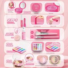 3/10/14-Piece Girls' Gift Pretend Play Makeup Toy Beauty Salon Set, Portable Suitcase Children's Makeup Role-Play Set Including Suitcase, Various Realistic Makeup Tools (Eyeshadow, Lipstick, Face Cream, Etc.), Fun Role-Playing Suitable For Girls Aged 3 And Above, Birthday/Children's Day Creative Gift (Does Not Include Real Cosmetics) - Multicolor - View 6