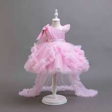 Pink, Girls' Bohemian Style Off Shoulder Bubble Sleeve Skirt With Belt - Pink Colored Chiffon Layered Skirt, Suitable For Birthday Parties, Wedding Flower Girls, And Summer Performance Outfits, Girls' Bohemian Style Off Shoulder Bubble Sleeve Skirt Belt - Pink Colored Chiffon Layered Skirt, Suitable For Birthday Parties, Wedding Flower Girls, And Summer Performance Outfits, Girls' Bohemian Style Off Shoulder Bubble Sleeve Skirt With Belt - Pink Colored Chiffon Layered Skirt, Suitable For Birthday Parties, Wedding Flower Girls, And Summer Performance Outfits - Hồng - Xem 2