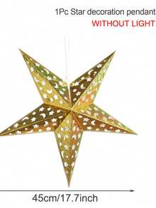 1pc 60/45/30cm Paper Star Moon Lanterns (Lights Not Included), 3D Hollow Hanging Paper Lamp Shades, Eid Lights Paper Star Hanging Ornaments Suitable For Decorating Windows, Walls, Muslim Eid Mubarak Decorations, Pendant Lights, Ramadan Ceiling Decor, Applicable For Weddings, Birthday Parties, Home Decor, Middle Eastern Ramadan Holiday Decorations, Eid Celebration Decor, Ramadan Holiday Party Supplies - Pentagram - View 16