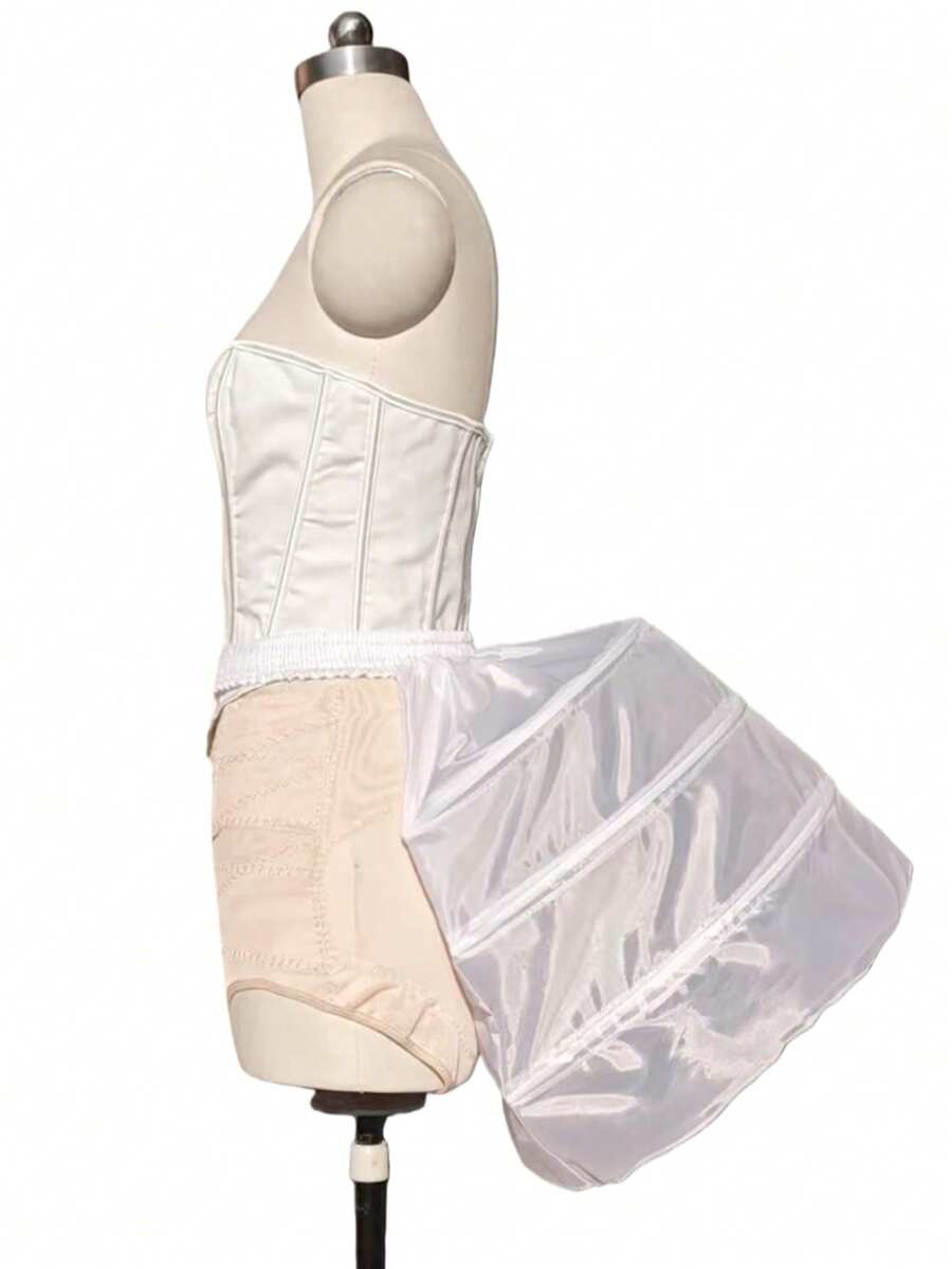 可调节侧边荷叶边衬裙 - 不对称喇叭形设计，适合角色扮演服装 - 白色 - 查看 1