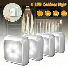 1 pièce/3 pièces Veilleuse LED à détecteur automatique, lampe murale sans fil, alimentée par batterie, convient pour les escaliers, les armoires, la salle de bain, les marches, la chambre à coucher, le couloir, la décoration intérieure - Argent - Voir 5
