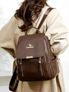 Women's Soft Leather Backpack, Large Capacity Casual Travel Backpack For Ladies, Teenagers And Girls - Brown - View 7