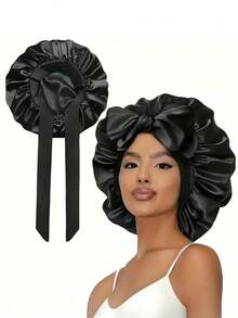 1pc Luxury Satin Silk Sleep Cap - Adjustable Comfortable Drawstring - Unisex, Hair Protection At Night, Suitable For Home, Bathroom Decor, All Seasons - Multicolor - View 2