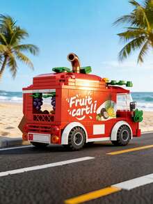590+ Pcs Building Blocks Toy Set, Including Ice Cream Truck, Burger Truck, Dessert & Fruit Truck And Food Truck, Mini Creative Models, Construction Toy Kit. This Set Includes 1 Ice Cream Truck And 1 Burger Truck. - Multicolor - View 5