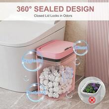2 Pack 2.7 Gal Bathroom Trash Can With Lid, Automatic Trash Can Small Smart Garbage Can Touchless, Slim Motion Sensor Waterproof Plastic Trash Bins For Bedroom Office Kitchen Toilet Pink,2.7Gal,Pink - Hồng - Xem 8