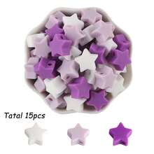 15pcs, Silicone Focal Beads In The Shape Of Stars And Hearts, Mixed In Multiple Colors, Suitable For DIY Jewelry Bracelet Making And Decorative Accessories Such As Earrings And Necklaces - Multicolor - View 6