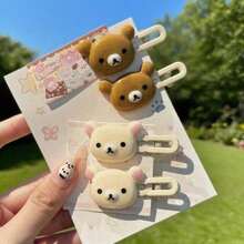 Adorable Cartoon Bear Hair Clips -Transparent Candy Colors |   Kawaii Women's Fashion Accessories |   Cute Gift Ideas For Her, Friend ( Trending Style!) - 4 隻(2 隻棕色小熊 + 2 隻米色小熊) - 查看 9