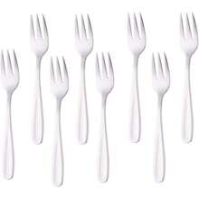 Buyer Star Tenedores de postre para aperitivos acero inoxidable 18 10 3 dientes mini tenedores para ensalada y frutas 8 unidades 5.5 pulgadas Fine Plateado - Plateado - Ver 1