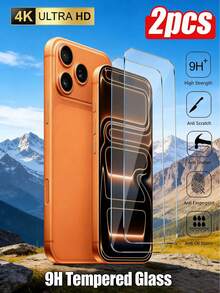 2片装全覆盖钢化玻璃屏幕保护膜，防刮花，兼容手机壳，边缘光滑，触控灵敏，防指纹，4K高清，9H硬度，防水，耐用，超清晰视野，防震，防雾，兼容 17e/11/12/13/14/15/16/17 Pro Max/17 Pro/17 Air/17系列 - 無色 - 查看 37