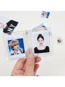 1个16页闪光透明迷你相册钥匙扣，简约优雅学生证/卡片夹相册 - 無色 - 查看 7