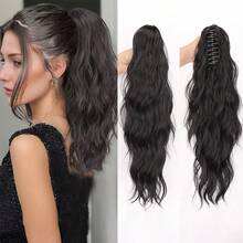 Synthetic Fiber Curly Ponytail Clip-On Hair Extensions, Convenient To Wear, Suitable For Various Occasions Such As Carnival - Multicolor - View 12